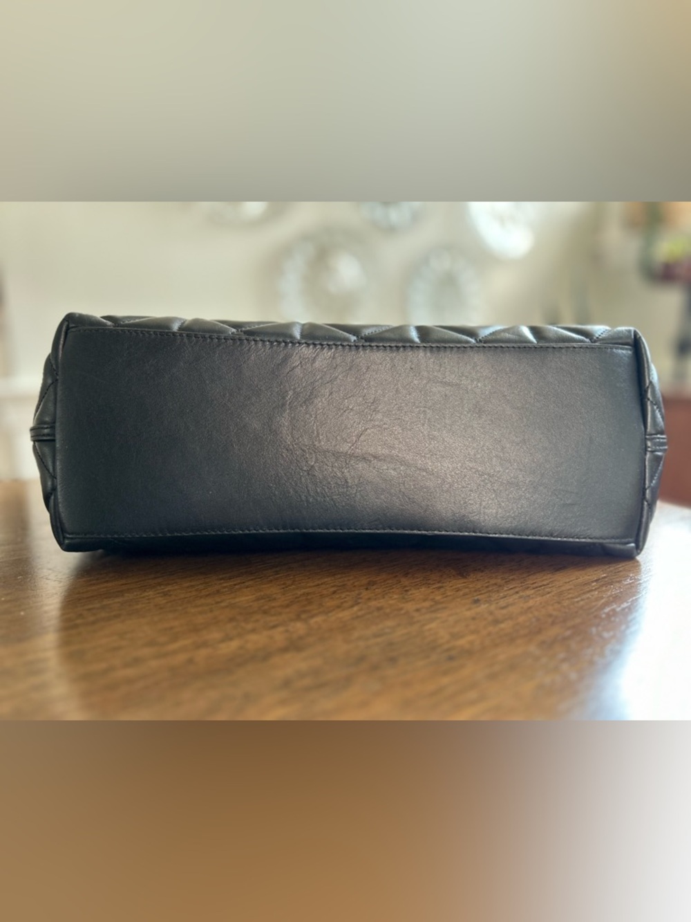 COACH Ava Quilted Leather Tote Black with Gold Chain Straps - Picture 7 of 12